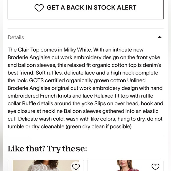 St. Roche Clair Top- Milky size 4,6. New with tag - Picture 15 of 16